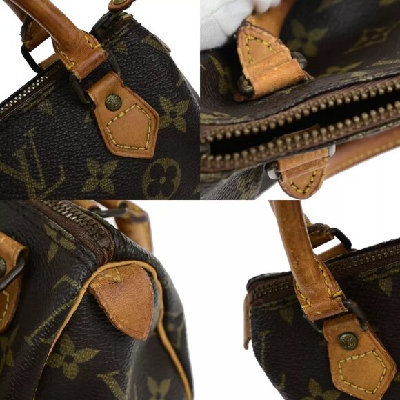 AUTHENTICITY GUARANTEED LOUIS VUITTON Mini Speedy Hand Bag Monogram Leather - Picture 12 of 14